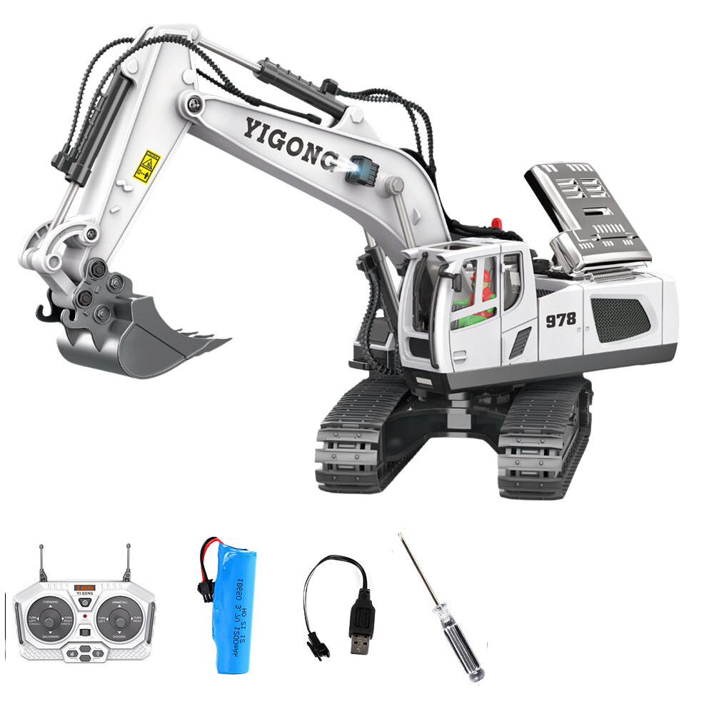 11 Channel RC Excavator Toy with Light Sound Effects
